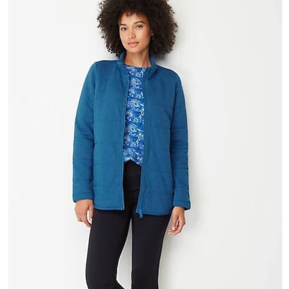 J. JILL Fit Quilted Knit Jacket Full Zip Imperial Blue Plus Size 3X {123} - Picture 2 of 10